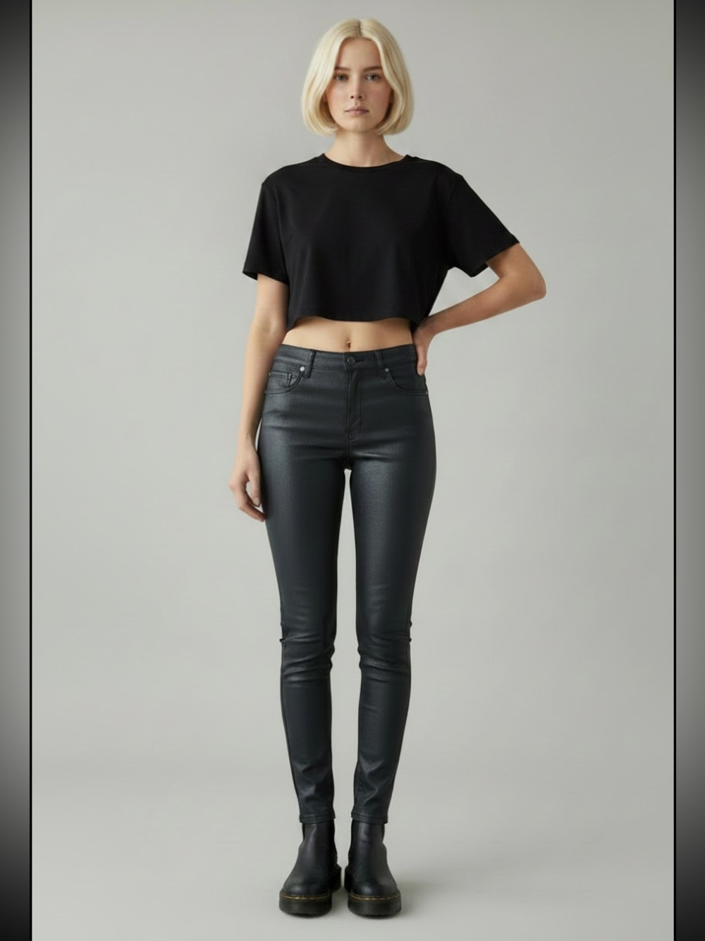 Design Lab Vegan black pebbled, suede ultra skinny pants